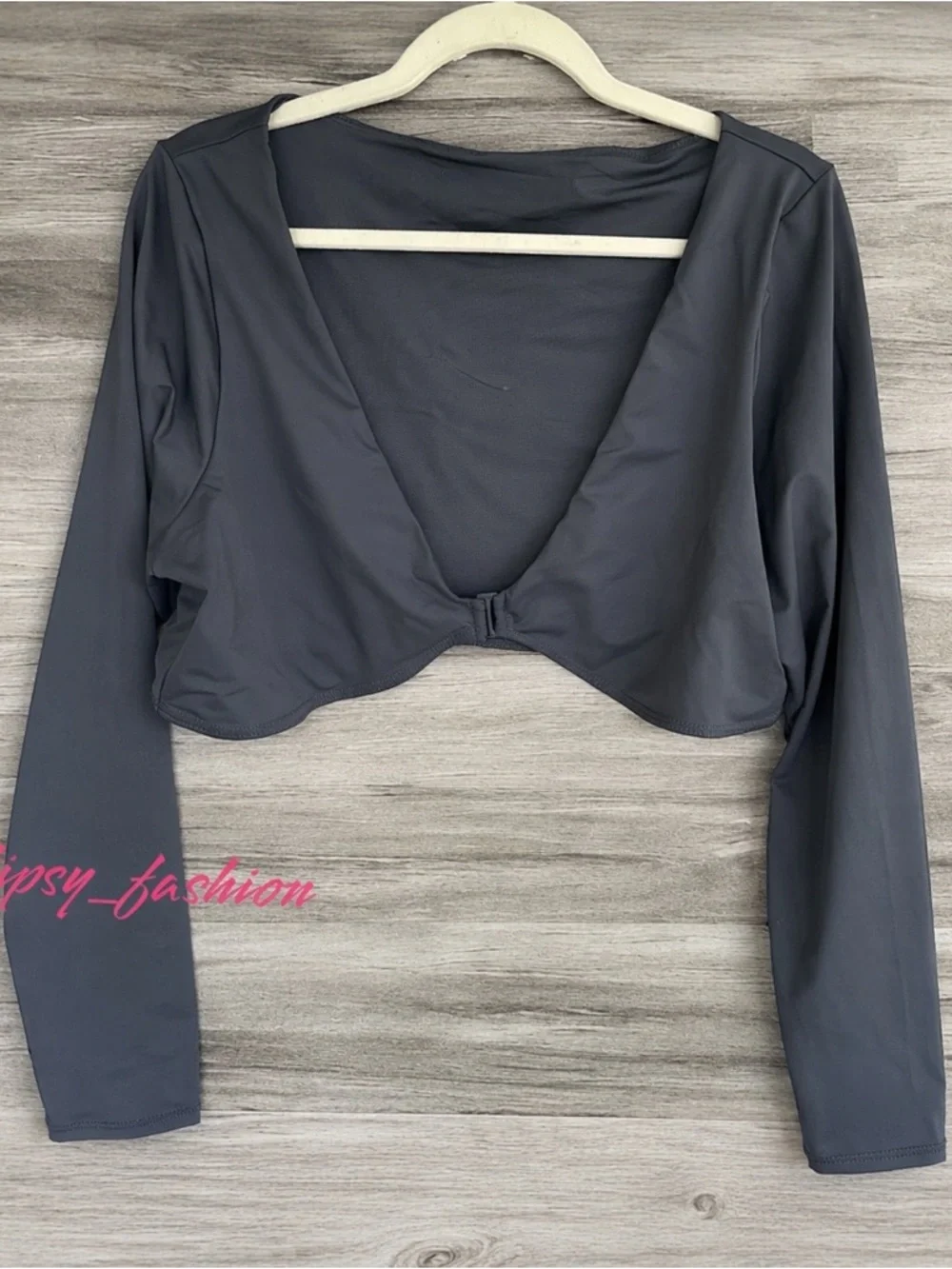 SKIMS Gunmetal Long Sleeve Bikini Crop Top Cropped Bolero Style 3X Body-less